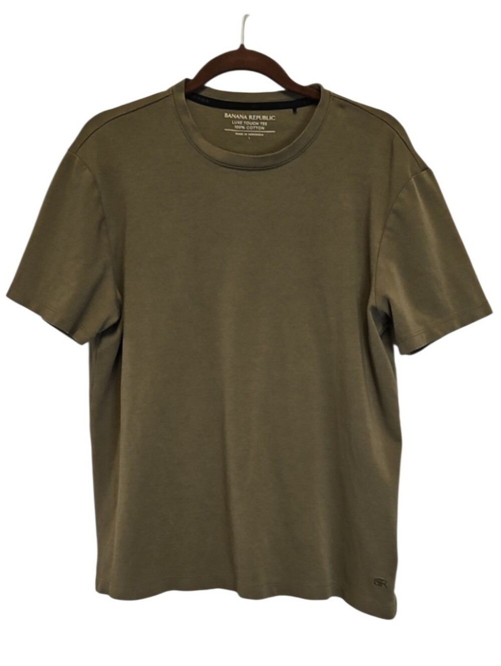 Banana Republic Men's Olive Crew Neck Short Sleeve Tee, 100% Cotton, Size Large
